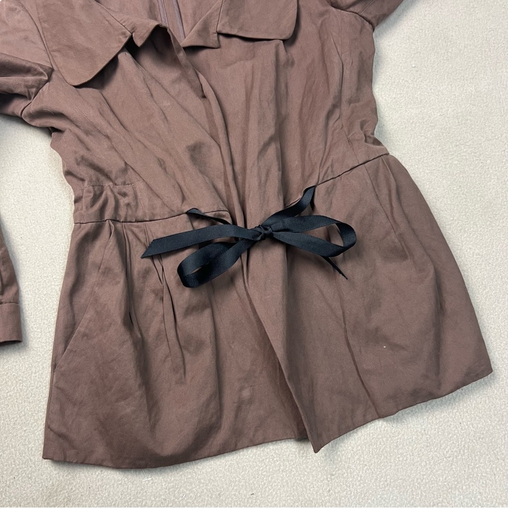 Marni jacket Womens 40 Size 4 Brown Tie Front Blazer Cotton Metallic Italy - Picture 5 of 10